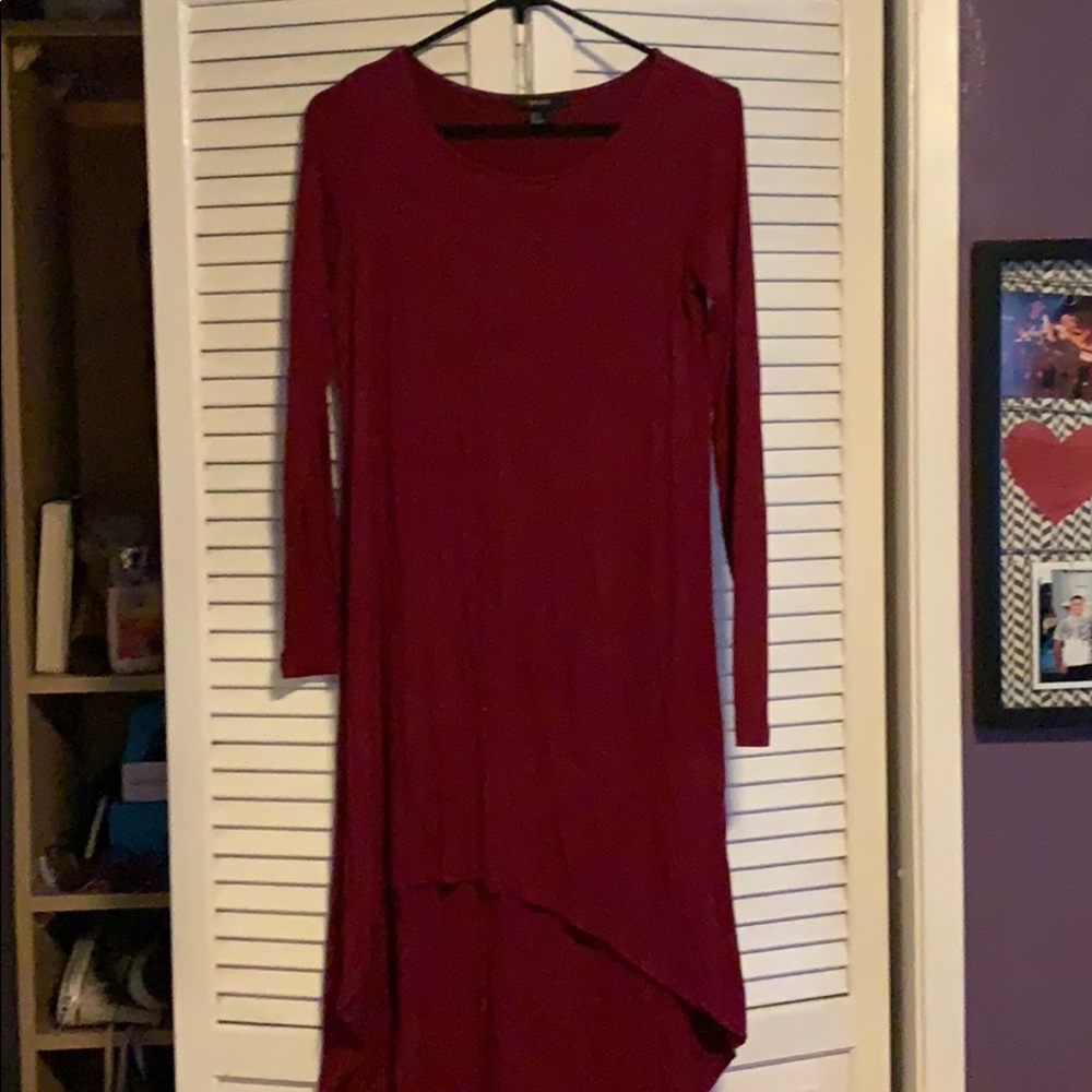 High low long sleeve scope neck top